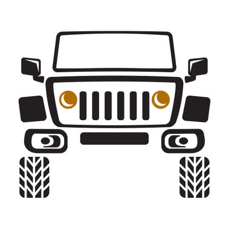Suv car vehicle icon silhouette. Offroad car cutout style vector template.のイラスト素材