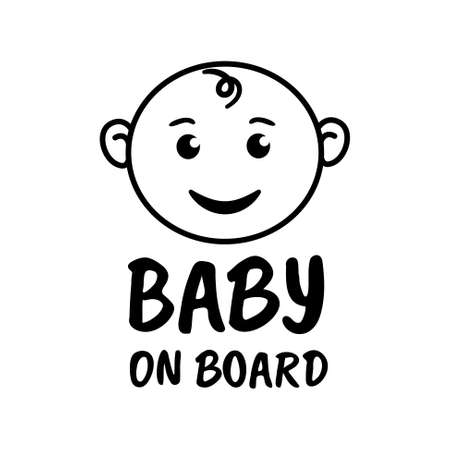 Baby on board smiley kid car rear window sticker silhouette design.のイラスト素材