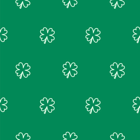 Shamrock leaf St. Patricks Day seamless pattern. Simple clover leaves on green background.のイラスト素材