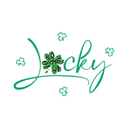Lucky St. Patrick day green greeting with clover leaves decor. Happy lucky Saint Patricks day clipart.のイラスト素材