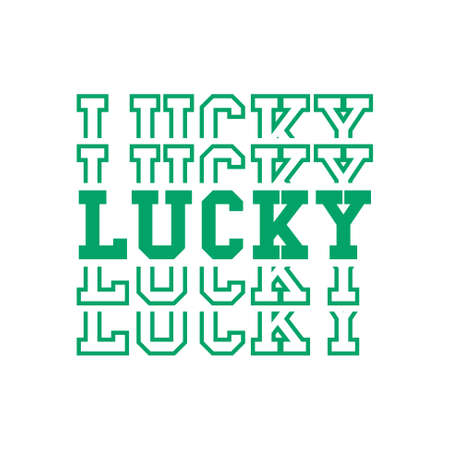 Lucky St. Patrick day green mirrored text design for t-shirt print.のイラスト素材