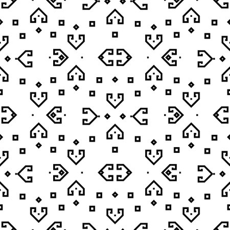Tribal seamless pattern Aztec black and white background texture for fabric print. Geometric shapes designsのイラスト素材