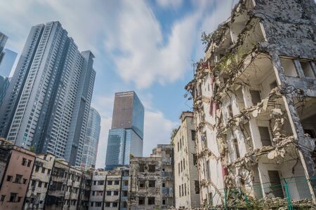 Abandoned buildings in cityの写真素材