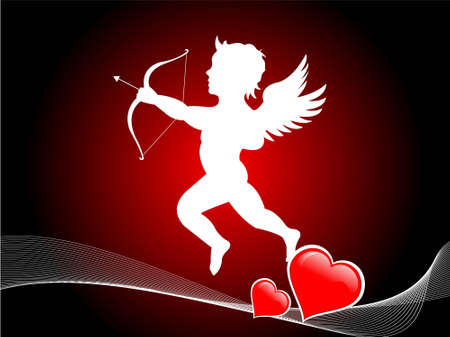 cupid with bow and arrow on gradient background\r\nの写真素材