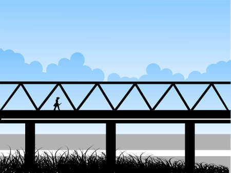 man crossing bridge n cloudy weather

の写真素材