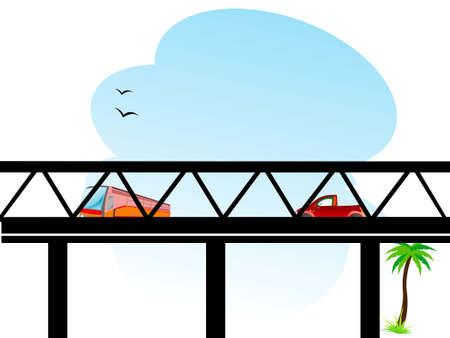 vehicles on beam bridge on isolated background
の写真素材