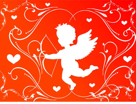 love cupid on swirly background\r\nの写真素材