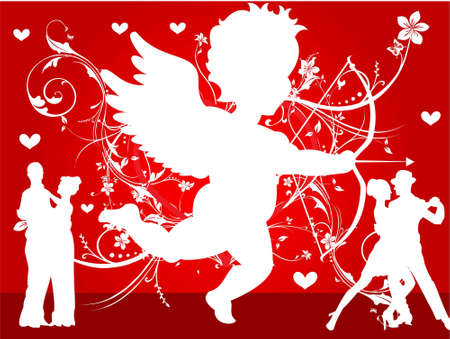 cupid and dancing couples on floral background
の写真素材