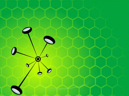 particle bonding on hexagonal gradient background
