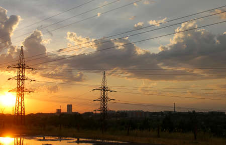 orange sunset over the city