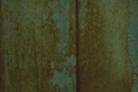 green metal sheet with rust and with corrosion
