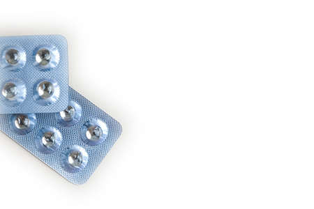 tablets and pills in a blister, standard of small tablets in a packageの写真素材