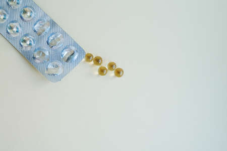 tablets and pills in a blister, standard of small tablets in a package