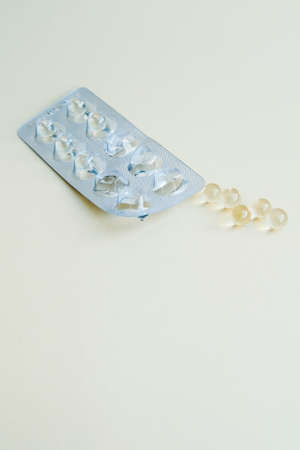 tablets and pills in a blister, standard of small tablets in a packageの写真素材