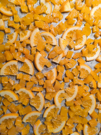beautiful candied orange slices and fruit decorの写真素材