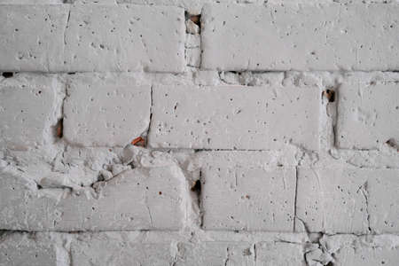 white brick wall close up, brick background white colorの写真素材