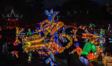 Chineese Sculptural Lighting at Gardens of Light, Montreal, Quebec, Canada.の写真素材
