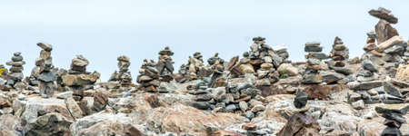 Inuksuks Facing the Atlantic Ocean in Portsmouth,  New Hampshire, USAの写真素材
