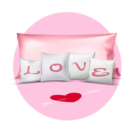 Set of Pillows with Love,Valentine's Dayのイラスト素材