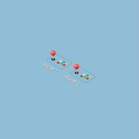 Isometric Vintage Arcade Machine with  Joystick and Buttons