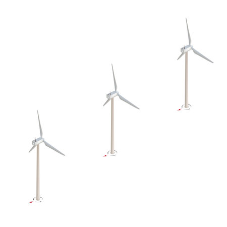 Vector illustration of isometric wind turbineのイラスト素材