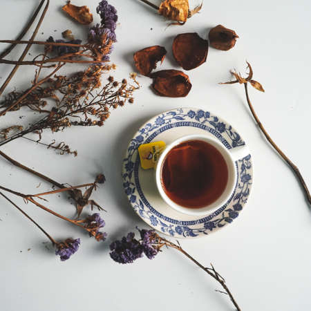 tea water with mint leaves with a white background. white photography concept