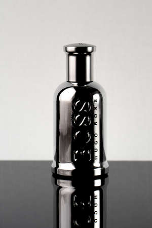 Shah Alam, Malaysia, 15 October 2020; Hugo Boss AG, often styled as BOSS, is a German luxury fashion house headquartered in Metzingen, Baden-WÃ¼rttemberg. One of their products is hugo boss perfume.のeditorial素材