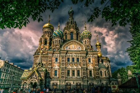 Church of the Spilt Blood in St Petersburg, Russia on a stormy day
