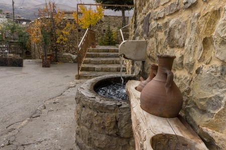 Spring holy water at an ancient Christian church in Lebanonの写真素材