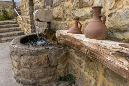 Spring holy water at an ancient Christian church in Lebanonの写真素材