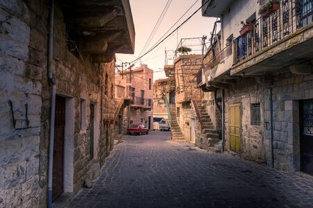 Cobblestone road in an ancient city in the highlands of Lebanonの写真素材