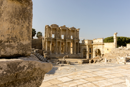 March 2016: Ancient, biblical Roman library in Ephesus, Turkey with no peopleの写真素材