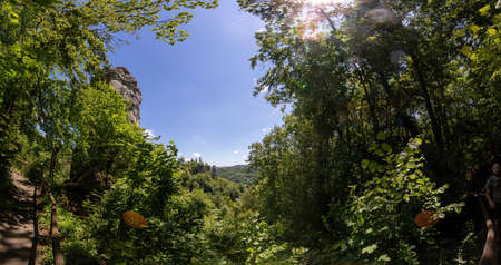 Landscape shot of the Franconian Switzerland near Streitberg during summer