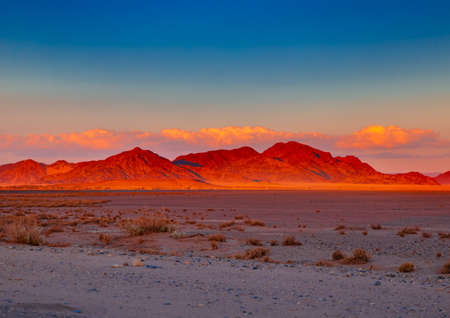 Mountains of the Namib Desert in the sunset in Sossusvlei in Namibia during summerの写真素材