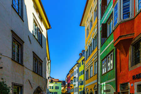 City views of the beautiful city of Bozen in South Tyrol, Italy in winter