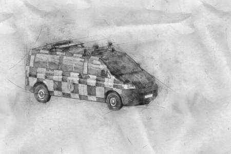 Sketch of a follow me car at a German airportの写真素材