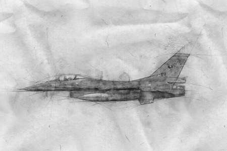 Sketch of a fighting falcon military jetの写真素材