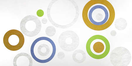 Creative Circles - Gold, Green, Blue In Silver Grey Backgroundの写真素材