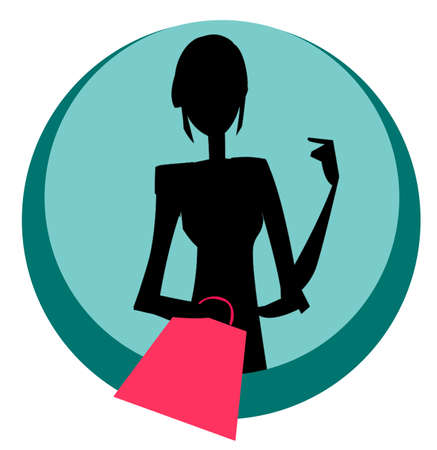 Chic Woman Figure Shopping - Blue Versionの写真素材