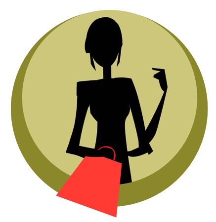 Chic Woman Figure Shopping - Gold Versionの写真素材