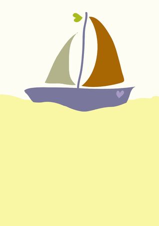 Boat Sailing on Ocean Sea  - Yellow Gold Themeの写真素材