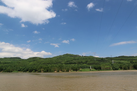 View of mountain and riverの写真素材