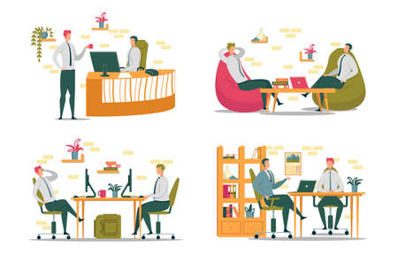 Colleagues Office Working Activity and Relations.のイラスト素材