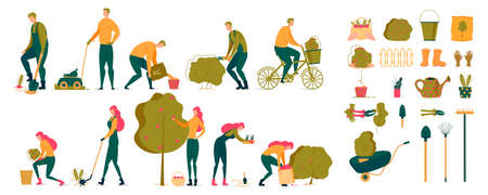 Man and Woman Gardener Animated Character Setのイラスト素材