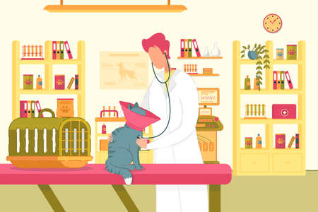 Animal in Vet Cabinet Treating by Veterinarian.のイラスト素材