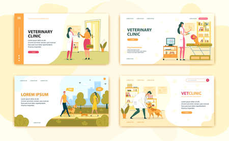 Animals Treated by Veterinarians in Vet Clinic.のイラスト素材