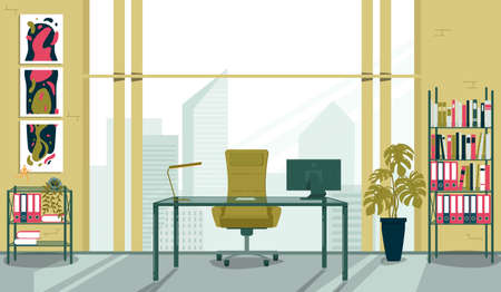 Interior Personal Cabinet Senior Employee Banner.のイラスト素材