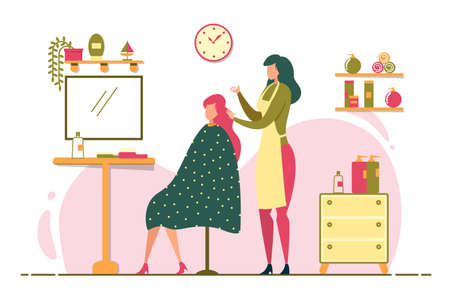 Work Professional Hairdresser in Beauty Salon.のイラスト素材