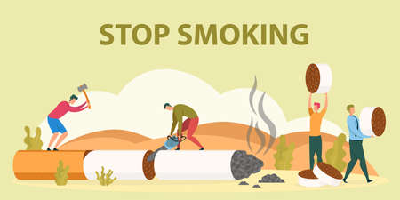 Tobacco Smoking Addiction Stop Flat Vector Conceptのイラスト素材