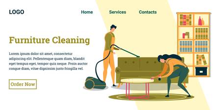 Man and Woman Cleaners Doing Household Chores.のイラスト素材